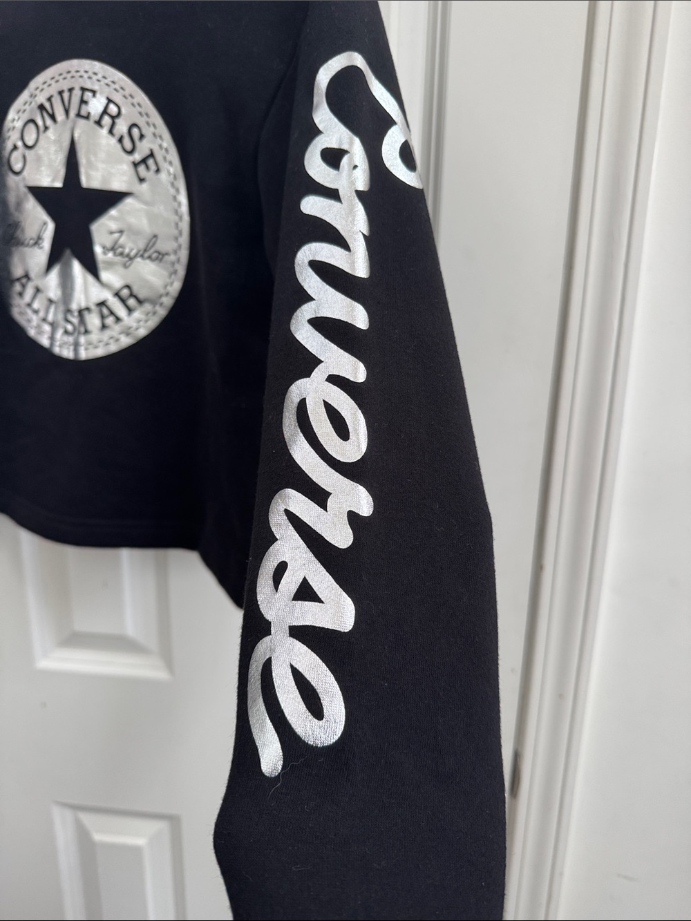 Converse Black Hoodie with Silver All Star Logo - Picture 3 of 5